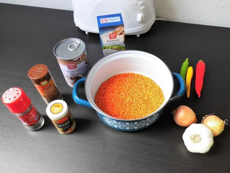 Zutaten f&uuml;r Dhal-Curry